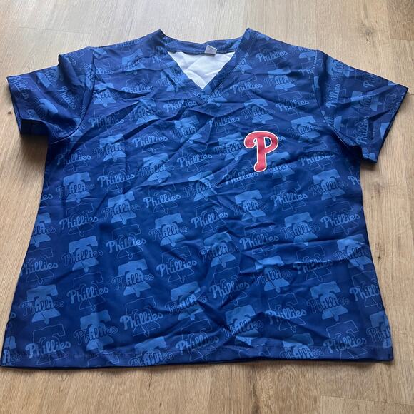 MLB Philadelphia Phillies Scrub Top Sz XL - Picture 1 of 5